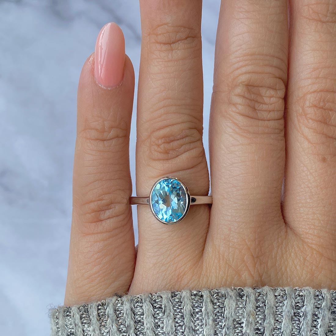 Blue Topaz Ring-(BTZ-SR-1623.)